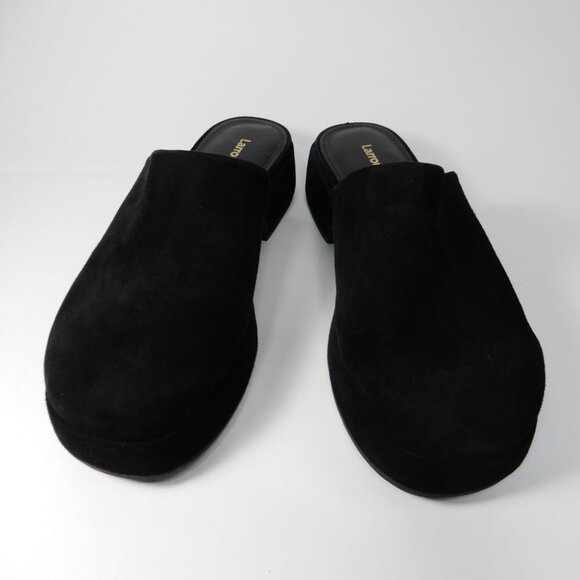 Larroude Miso Flatform Platform CLOGS Slip On Size 8.5 Black Suede Leather EUC - Picture 7 of 16